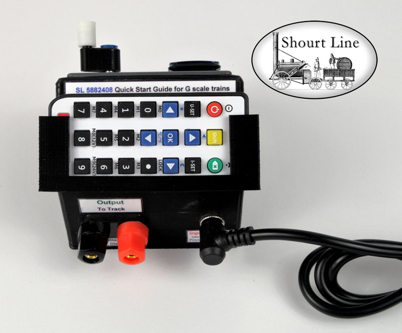 SL-DC-8-SPS-Set: Any Gauge SL 5882408 400W 50V 8.1A Max. Precision Digi Throttle w IR Remote Control + SL 5112408 Regulated PS 24V 8A AC supply w AC cord high back view